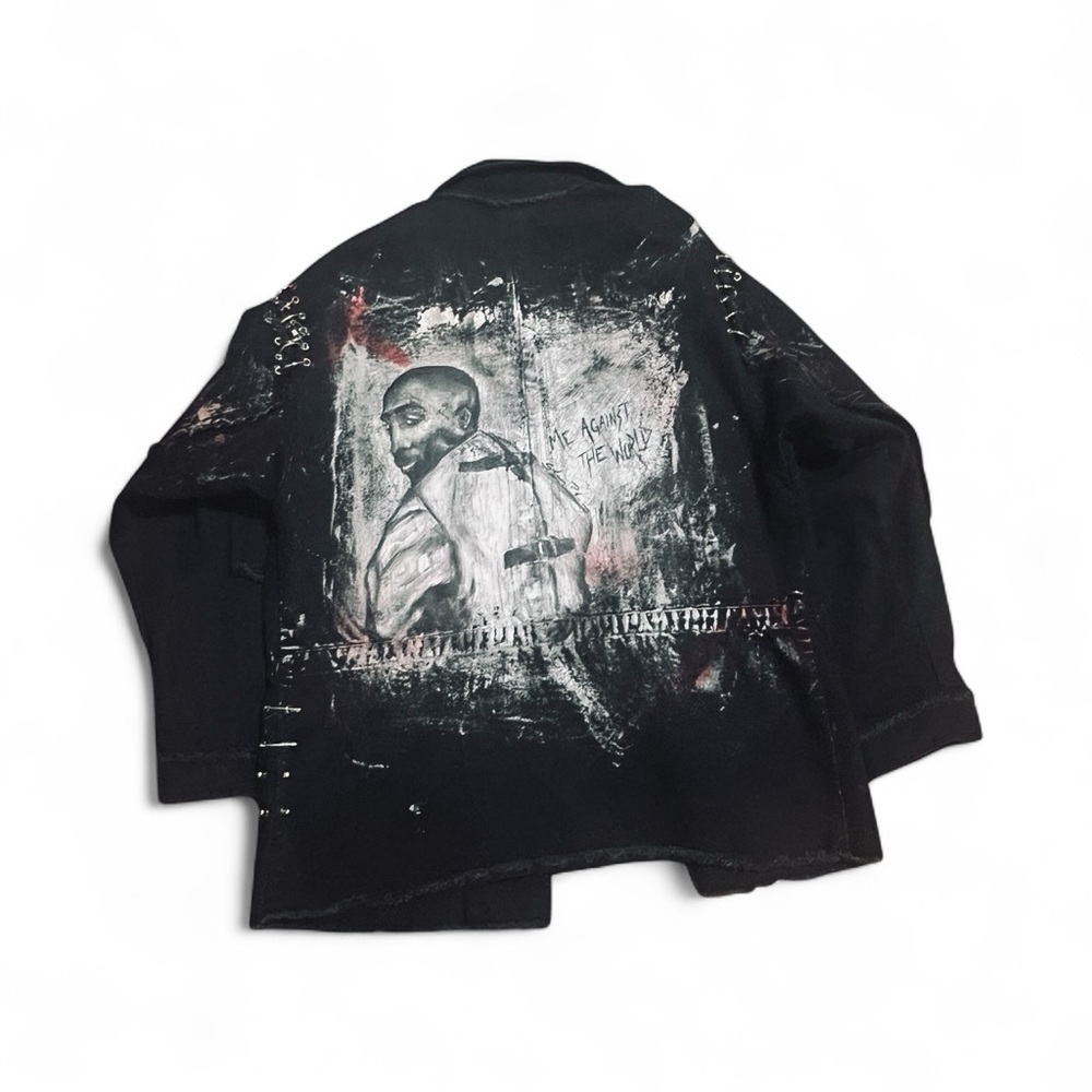 Custom BEULAH large  denim jacket 1/1 Tupac “me against the world” by shei phan